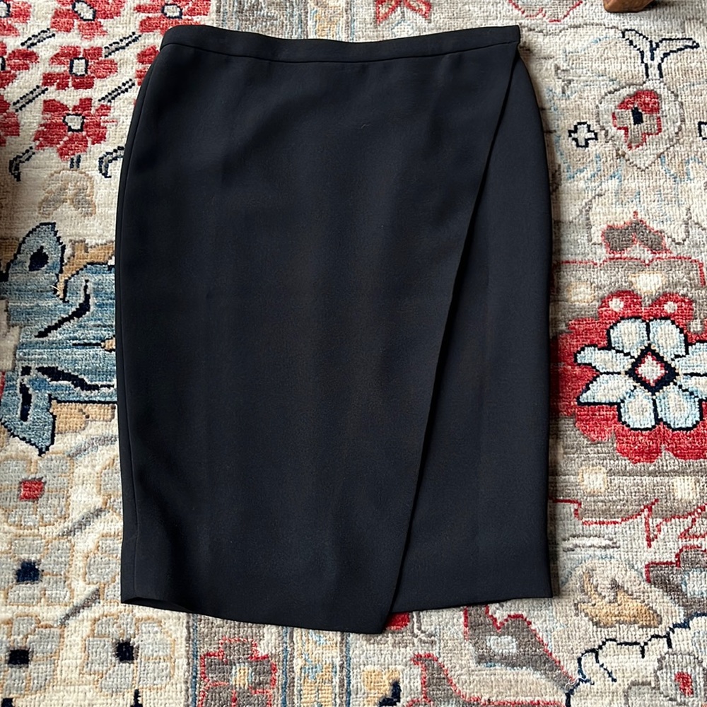 J. Crew Black Pencil Skirt Wrap 08175 HO 13 Size 0